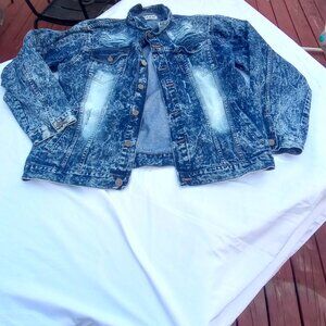 Dash Acid Wash Denim Jacket 4XL — Y2K Grunge Streetwear Oversized Look